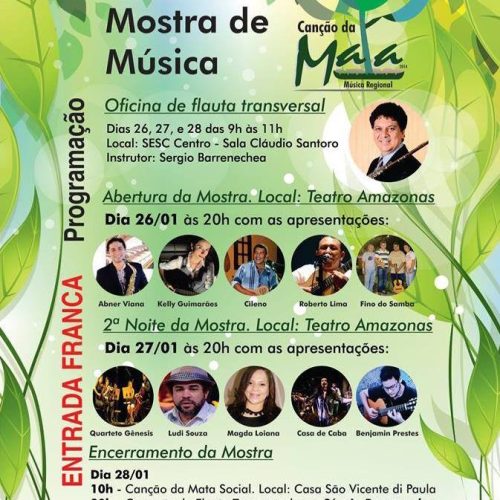 TEATRO AMAZONAS APRESENTA 8. MOSTRA DE MÚSICA DO PROJETO CANÇÃO DA MATA